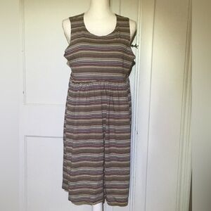 J. Crew Cotton Striped Sleeveless Midi Dress - Neutral Multi-Color
